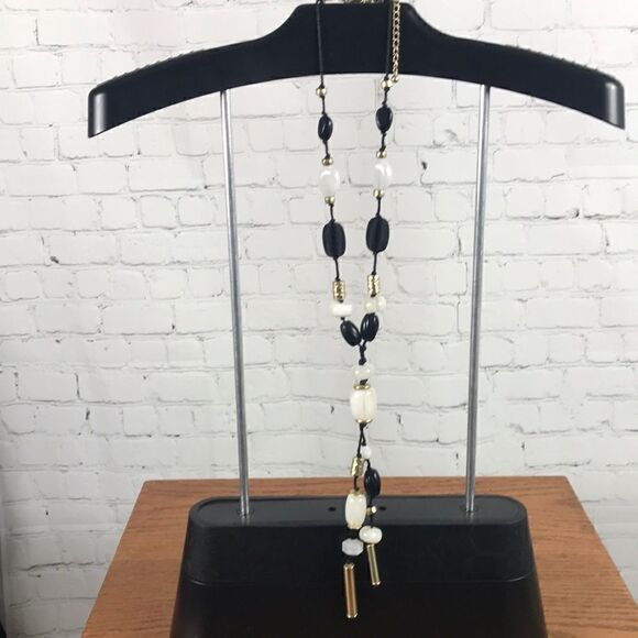 Chico’s Chunky 20” Necklace w/4” expander chain. Black white gold, fun design - Picture 1 of 5